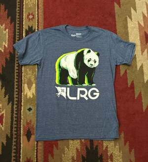 LRG Mens Wavy Panda Short Sleeve Graphic T-Shirt Medium Heather Navy Blue